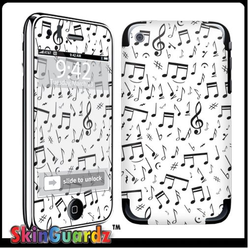 Music Note White Vinyl Case Decal Skin To Cover Your Apple IPHONE 3G 