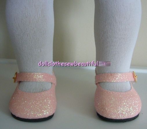 18 Inch DOLL CLOTHES Pink GLITTER Dress Mary Jane Shoes  