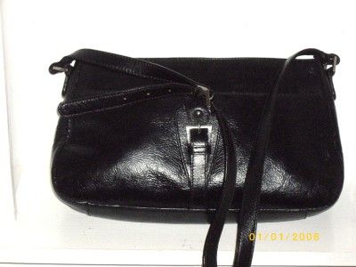 ETIENNE AIGNER Nice Classic Black Leather Buckle Shoulder Bag Handbag 