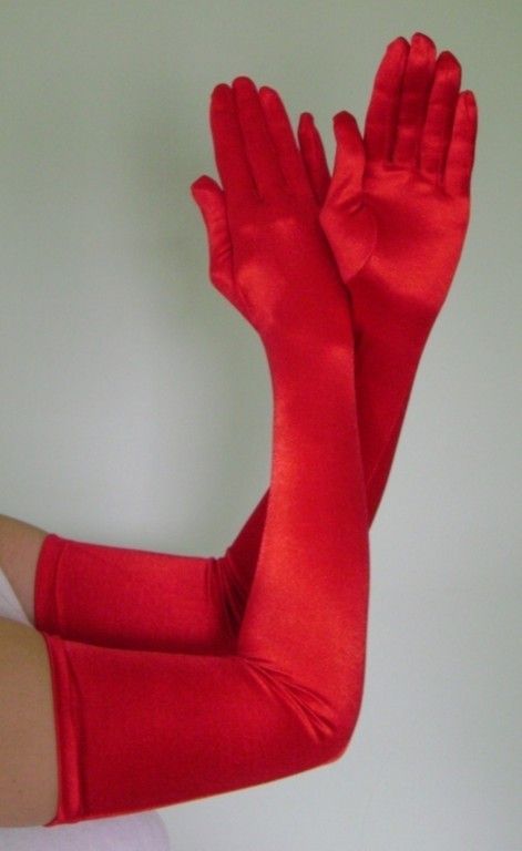 OPERA LONG Length Stretch SATIN Gloves RED  