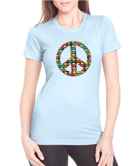 Peace Symbol Skulls Tie Dye Next Level Tee Shirt  