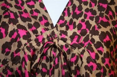 Womens MICHAEL KORS Brown/Pink/Taupe Leopard SILK Blouse SZ SMALL PET 