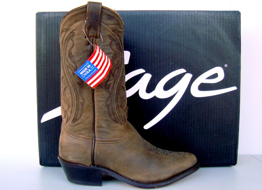Abilene Sage Mens Brown Longhorn Cowhide Cowboy Boots  