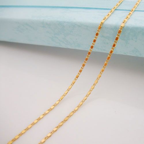 24K Gold Plated Childs Necklace Tile Chain Jewelry 1mm  