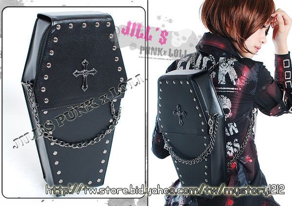 gothic Punk visual Rock coffin shape handbag / backpack  