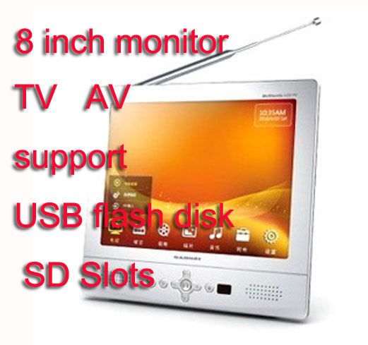 Inch TFT LCD Color Monitor TV AV suppport USB flash disk SD slots 3 