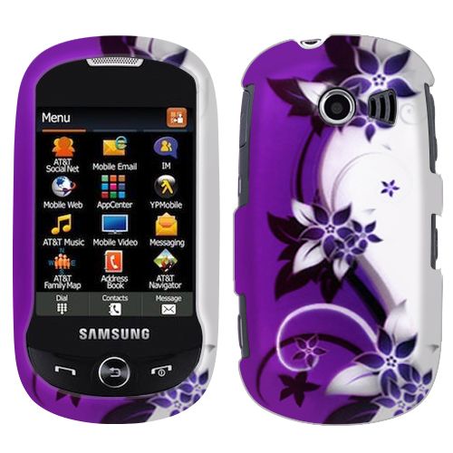 For AT&T Samsung A927 Flight 2 Purple Silver Vines 2D Hard Case Cover 