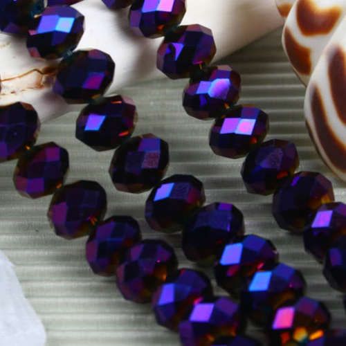 8x10mm PURPLE CRYSTAL GLASS FACETED ABACUS LOOSE BEADS  