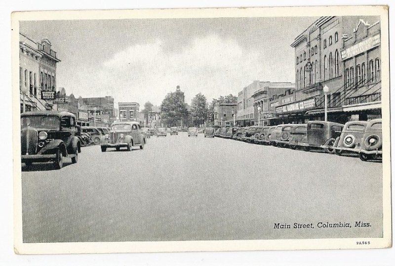 Mississippi, MS, Columbia, Main Street Scene Postcard  