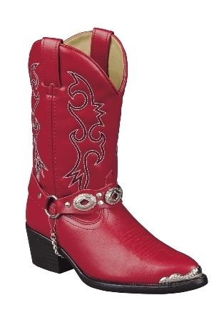 New Girls Dingo Red Cowboy Boots with Harness Strap  