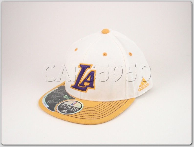 LA Lakers Hats Adidas NBA Official Flex Fit Caps L/XL  