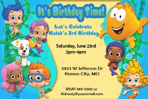 Bubble Guppies Birthday Party Invitations Candy Bar and Water Bottle 